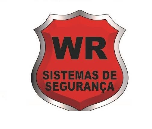 Placa com o logotipo da WRS Sistemas de Segurança